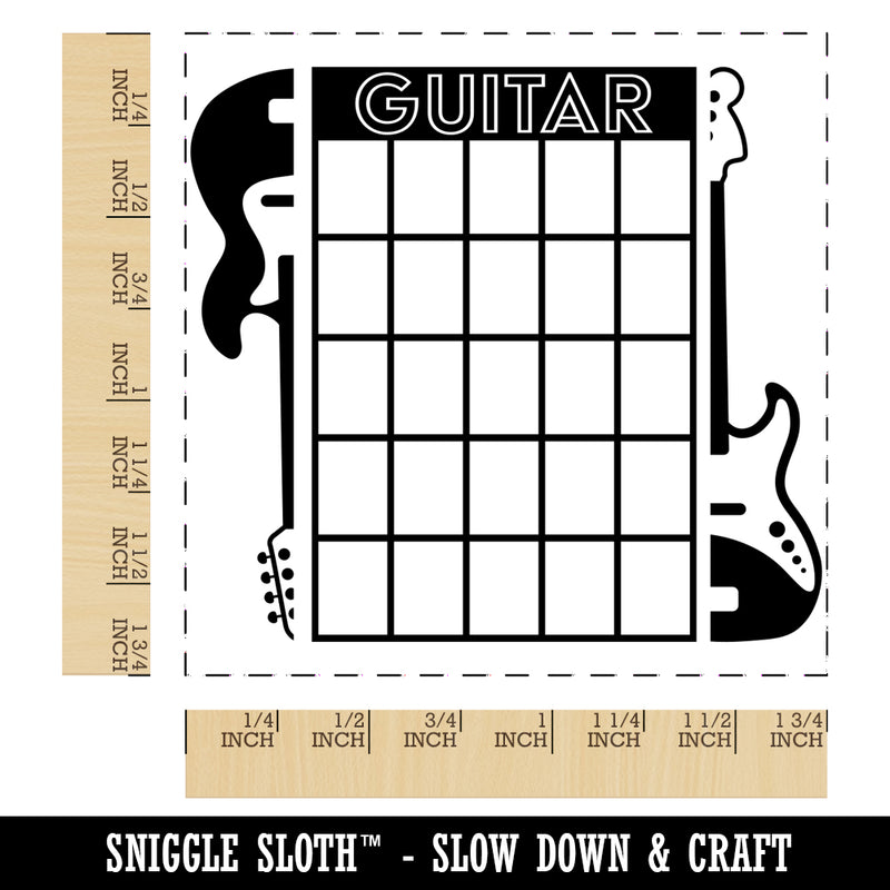 Split Electric Bass Guitar Chord Chart Square Rubber Stamp for Stamping Crafting