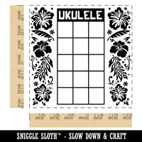 Ukulele Hibiscus Flower Chord Chart Square Rubber Stamp for Stamping Crafting