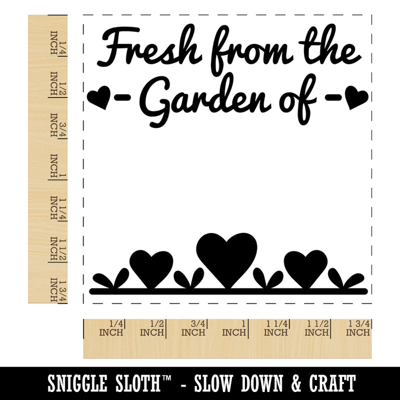 Fresh From The Garden Of with Hearts Square Rubber Stamp for Stamping Crafting