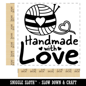 Handmade With Love Knitting Yarn Square Rubber Stamp for Stamping Crafting