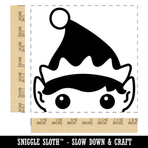 Peeking Elf Christmas Square Rubber Stamp for Stamping Crafting