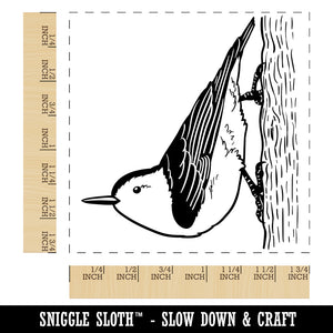 Active White-Breasted Nuthatch Square Rubber Stamp for Stamping Crafting