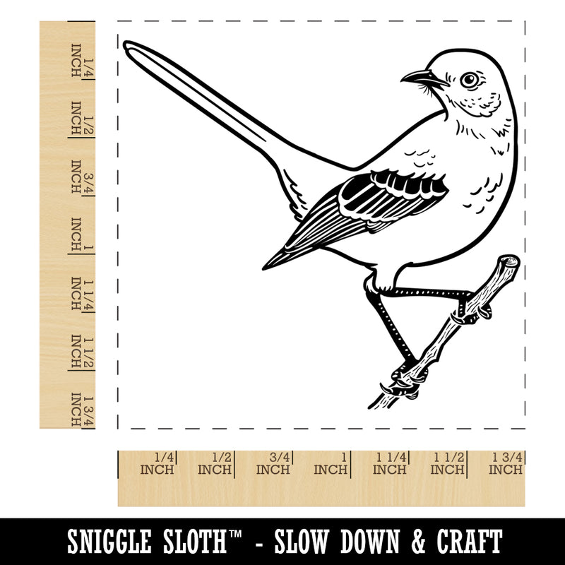 Alert Mockingbird Bird Square Rubber Stamp for Stamping Crafting