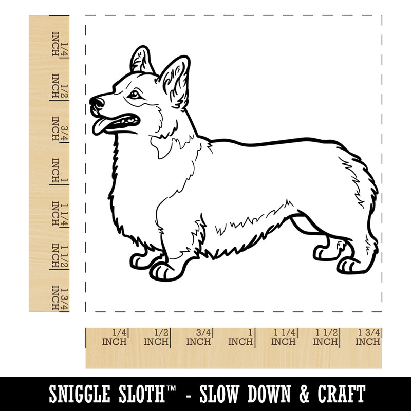 Alert Pembroke Welsh Corgi Pet Dog Square Rubber Stamp for Stamping Crafting