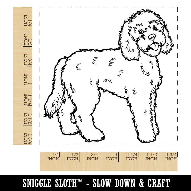 Friendly Labradoodle Pet Dog Square Rubber Stamp for Stamping Crafting