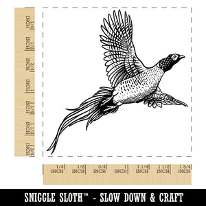 Pheasant Flying Square Rubber Stamp for Stamping Crafting