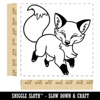 Playful Chibi Fox Square Rubber Stamp for Stamping Crafting