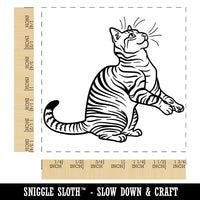 Playful Tabby Cat Domestic Shorthair Square Rubber Stamp for Stamping Crafting