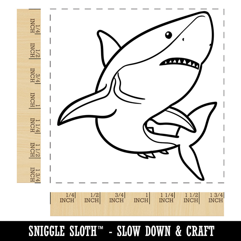 Powerful Great White Shark Square Rubber Stamp for Stamping Crafting