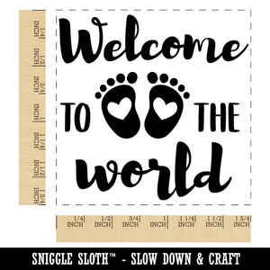 Welcome to the World Baby Shower Pregnancy Square Rubber Stamp for Stamping Crafting