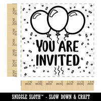 You Are Invited Birthday Balloons Square Rubber Stamp for Stamping Crafting