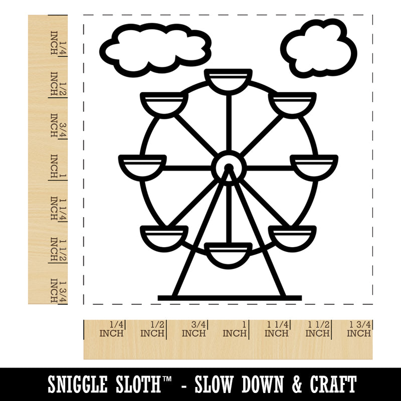 Ferris Wheel Carnival Ride Square Rubber Stamp for Stamping Crafting