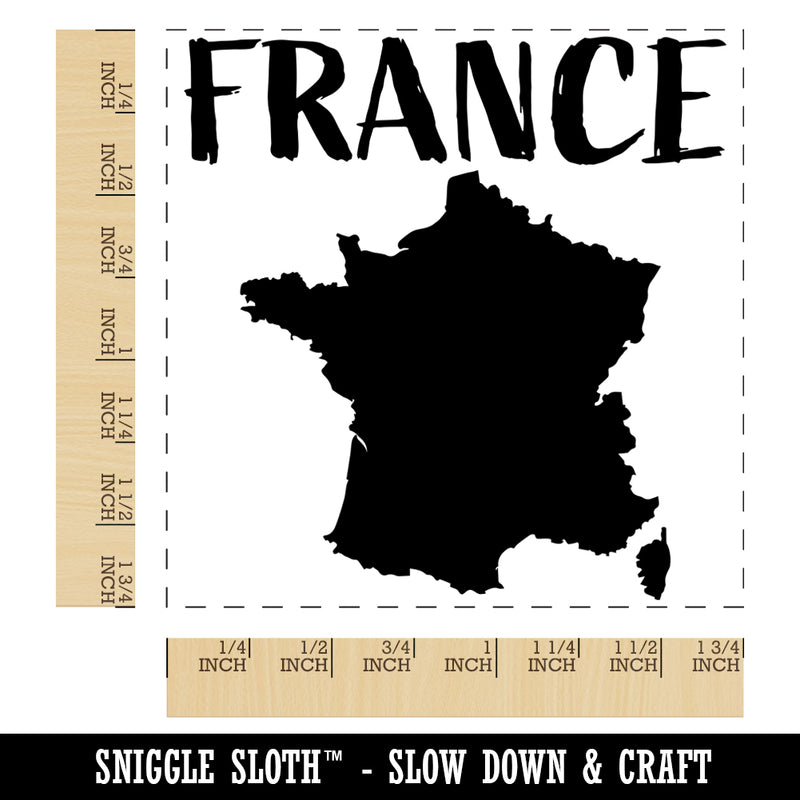 France Country Solid with Text Square Rubber Stamp for Stamping Crafting