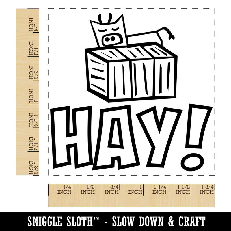 Hay Hello Cow Bale Fun Square Rubber Stamp for Stamping Crafting