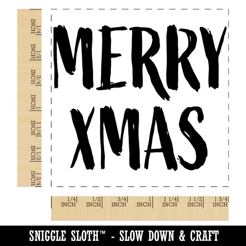 Merry Xmas Christmas Sketchy Fun Text Square Rubber Stamp for Stamping Crafting