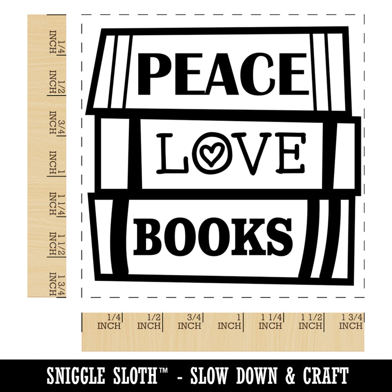 Peace Love Books Reading Stacked Square Rubber Stamp for Stamping Crafting