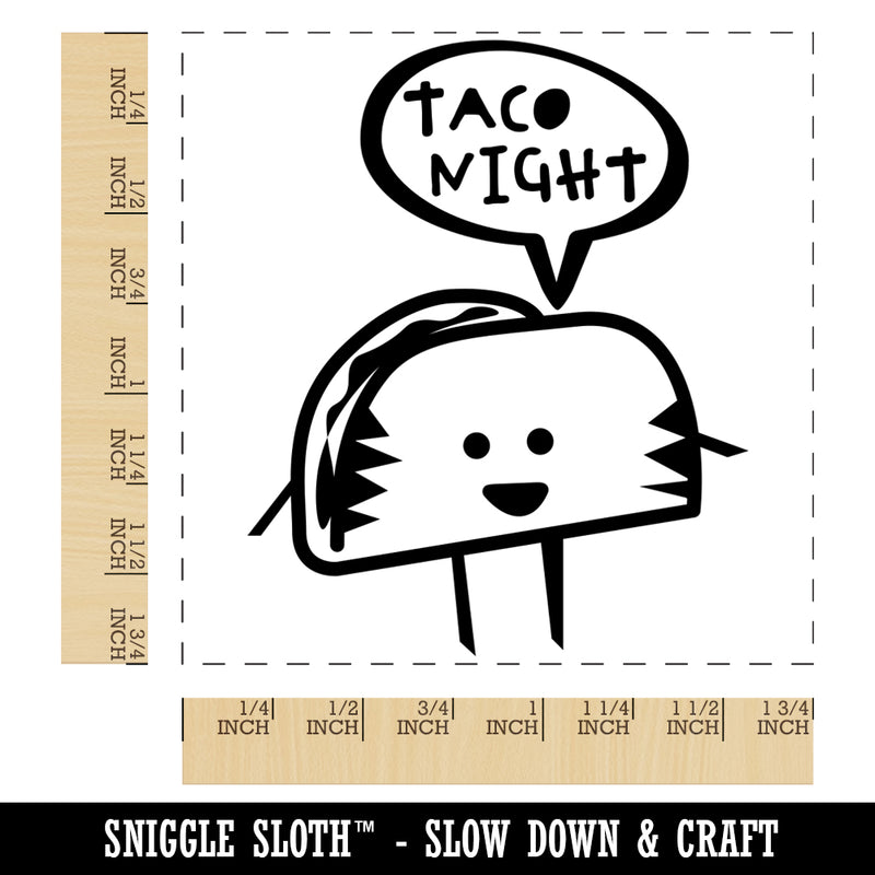 Taco Night Talking Taco Square Rubber Stamp for Stamping Crafting