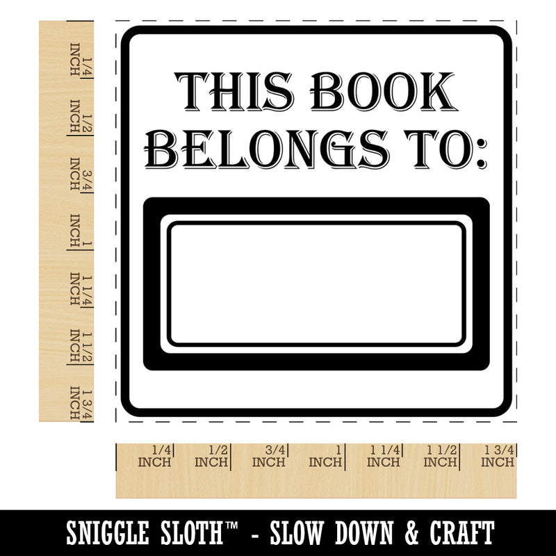 This Book Belongs to with Border Square Rubber Stamp for Stamping Crafting