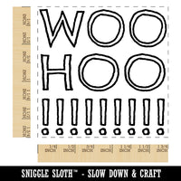 Woo Hoo Outline Fun Text Square Rubber Stamp for Stamping Crafting