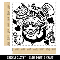 Alice's Adventures in Wonderland Square Rubber Stamp for Stamping Crafting