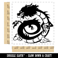 Asian Dragon Floating in Clouds Square Rubber Stamp for Stamping Crafting