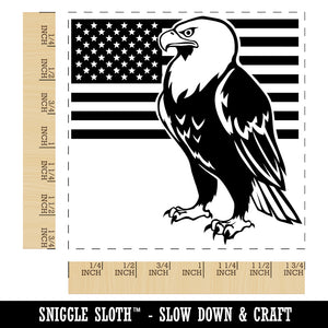 Bald Eagle with American Flag Patriotic Square Rubber Stamp for Stamping Crafting