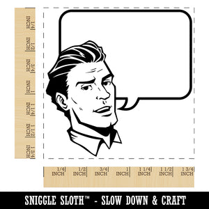 Comic Man with Empty Callout Text Speech Bubble Square Rubber Stamp for Stamping Crafting