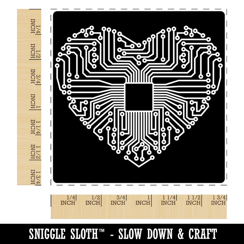 Computer Chip Circuit Board Heart Love Square Rubber Stamp for Stamping Crafting