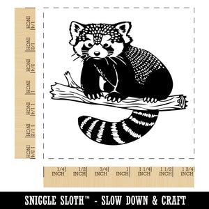 Cute Little Red Panda Square Rubber Stamp for Stamping Crafting