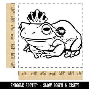 Fairy Tale Frog Prince with Crown and Kiss Square Rubber Stamp for Stamping Crafting