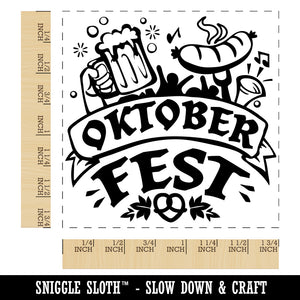 Oktoberfest Banner Beer Sausage Pretzel Square Rubber Stamp for Stamping Crafting
