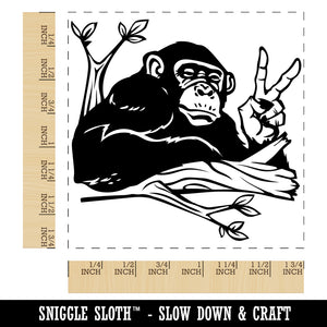 Peace Loving Bonobo Chimpanzee Square Rubber Stamp for Stamping Crafting