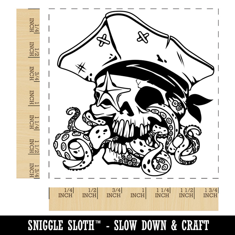 Pirate Skull with Octopus Tentacles Square Rubber Stamp for Stamping Crafting