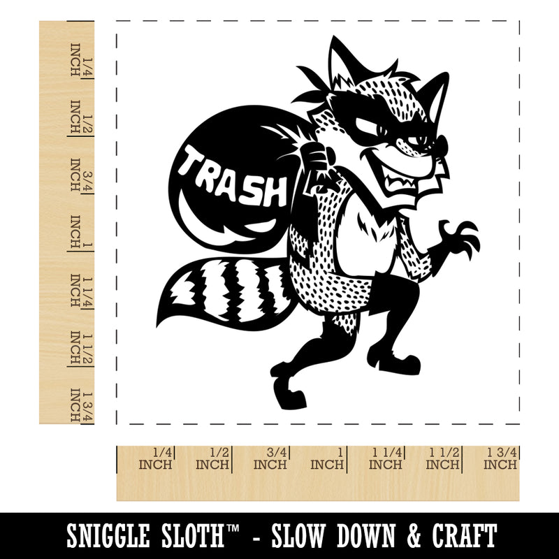 Raccoon Trash Bandit Thief Square Rubber Stamp for Stamping Crafting