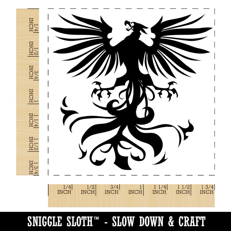 Regal Heraldic Phoenix Square Rubber Stamp for Stamping Crafting