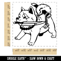 Samurai Dog Shiba Inu with Knife Square Rubber Stamp for Stamping Crafting