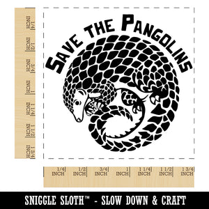 Save the Pangolins Endangered Species Square Rubber Stamp for Stamping Crafting
