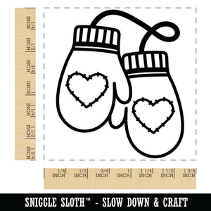 Cozy Mittens with Hearts Winter Square Rubber Stamp for Stamping Crafting