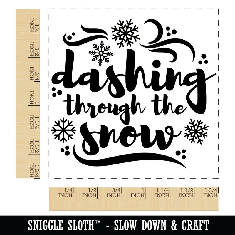 Dashing Through the Snow Winter Snowflakes Christmas Square Rubber Stamp for Stamping Crafting