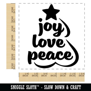 Joy Love Peace Christmas Tree Square Rubber Stamp for Stamping Crafting