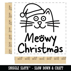 Meowy Christmas Cat with Santa Hat Square Rubber Stamp for Stamping Crafting