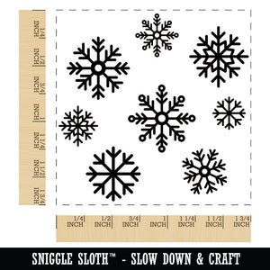 Scattered Snowflakes Winter Square Rubber Stamp for Stamping Crafting