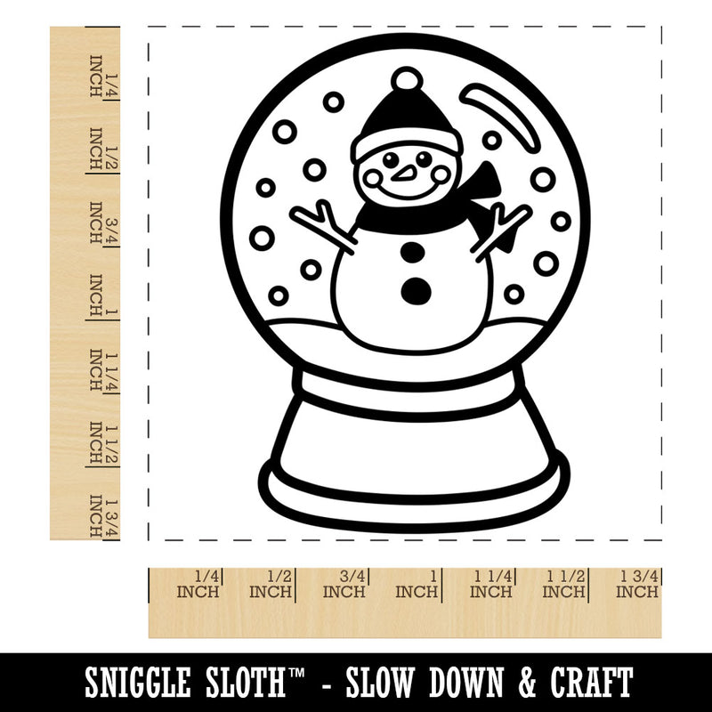 Snow Globe with Snowman Scene Winter Square Rubber Stamp for Stamping Crafting