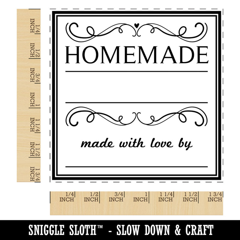 Filigree Homemade Made With Love By Fill In Jam Jelly Jar Square Rubber Stamp for Stamping Crafting