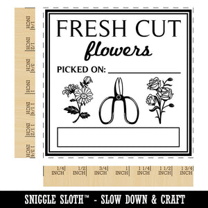 Fresh Cut Flowers Picked On Square Rubber Stamp for Stamping Crafting