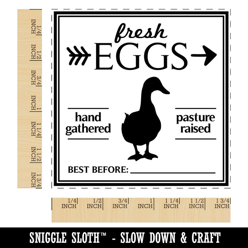 Fresh Duck Eggs Hand Gathered Pasture Raised Best Before Square Rubber Stamp for Stamping Crafting