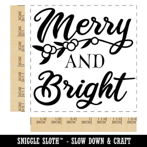Merry and Bright Mistletoe Christmas Square Rubber Stamp for Stamping Crafting