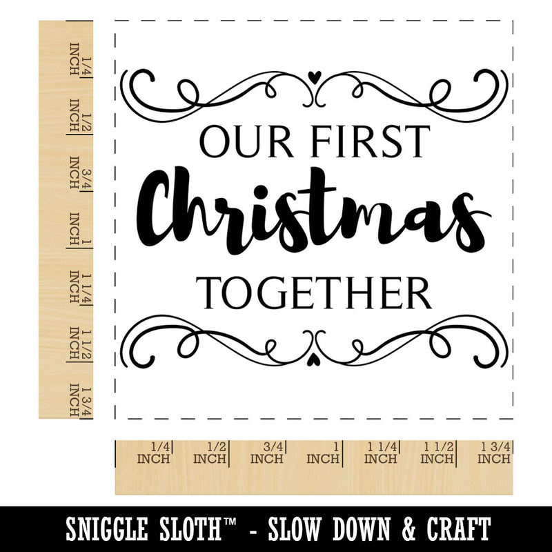 Our First Christmas Together Filigree Square Rubber Stamp for Stamping Crafting