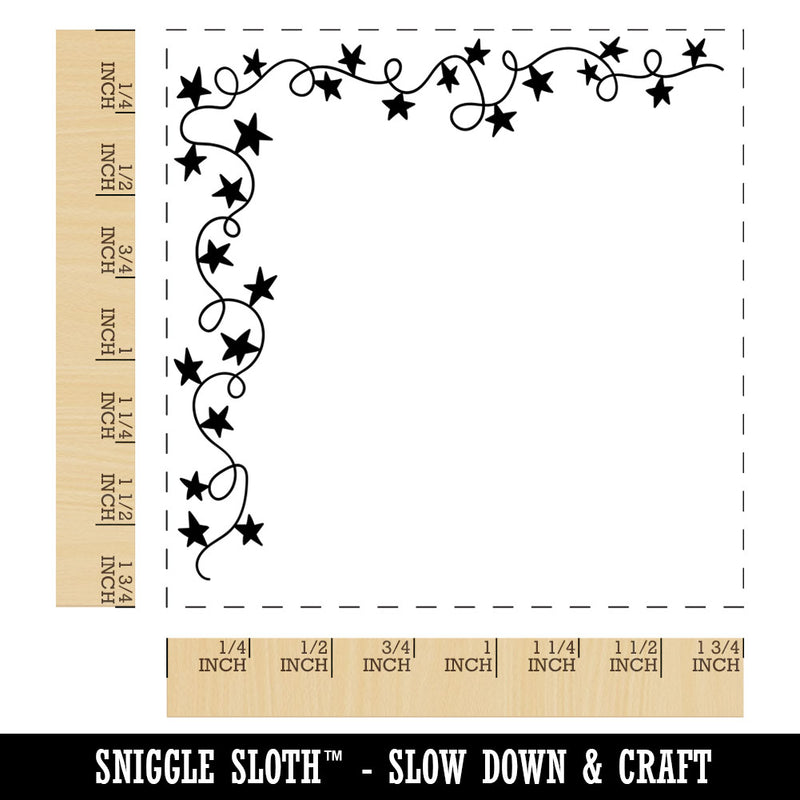 Star Garland New Years Corner Border Decoration Square Rubber Stamp for Stamping Crafting
