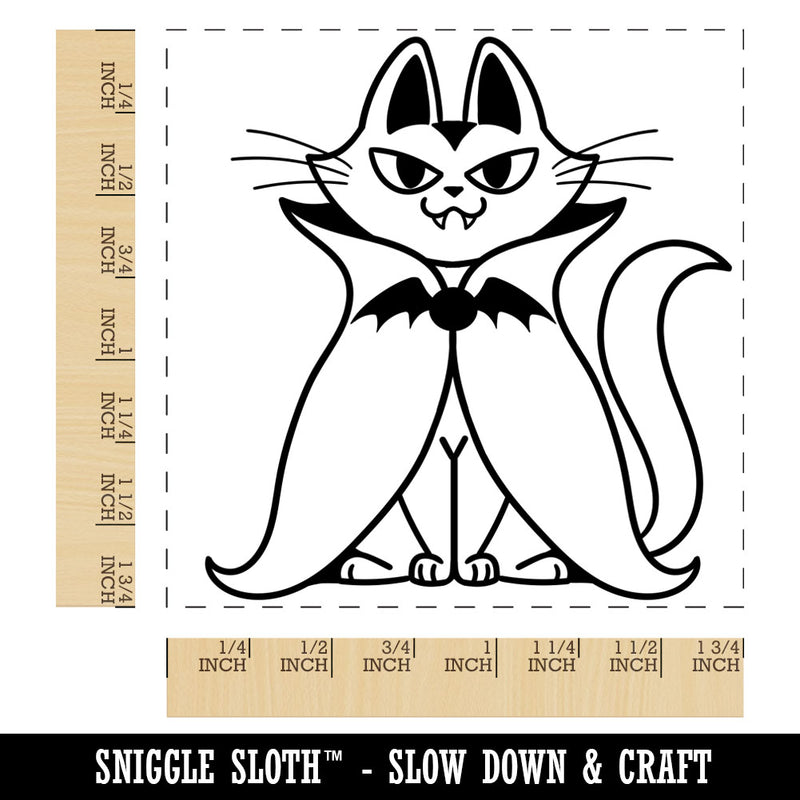 Vampire Cat Halloween Square Rubber Stamp for Stamping Crafting